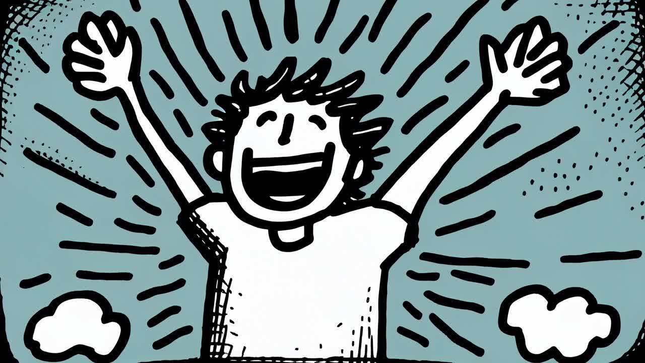 niño feliz levantando las manos en el aire