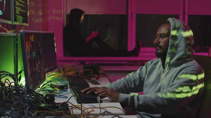 Criminal Computer Programmer Working