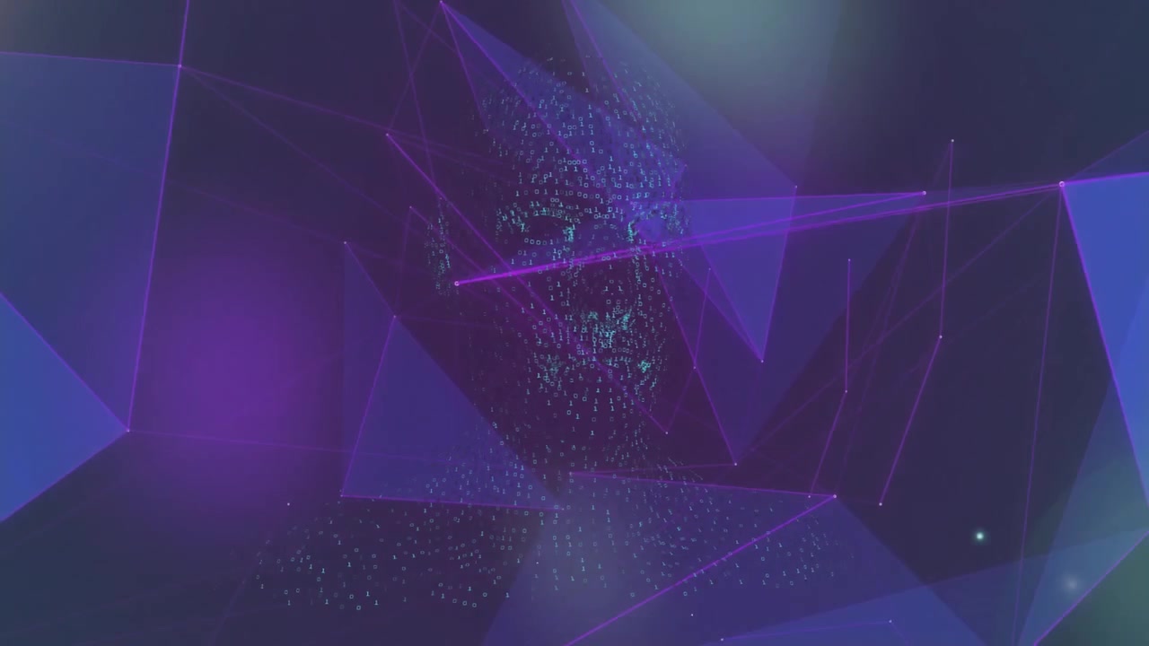 Animation of light spots over shapes on black background