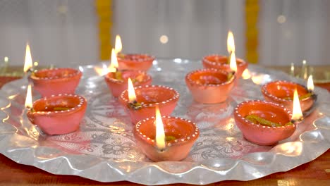 diya thali decorated for diwali hindu festival