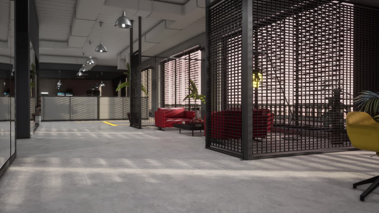 현대 빈 오피스 빌딩의 인테리어