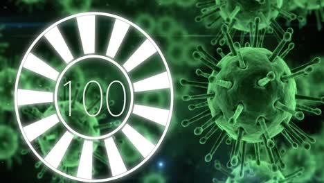 descarga de círculo de 0 a 100 con animación de virus verde 4k