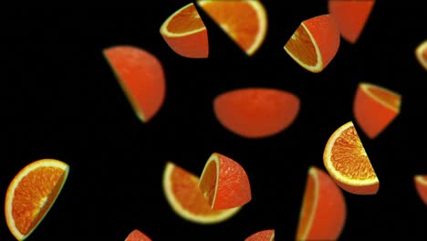 segmentos naranjas que caen sobre un fondo negro, bucle sin costuras, cg
