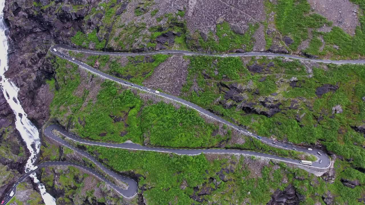 Troll's Path Trollstigen or Trollstigveien winding mountain road.