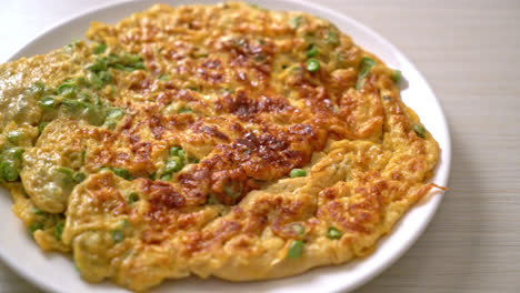 omelet with long beans or cow-pea - homemade food style