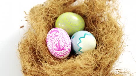 painted easter eggs in the nest