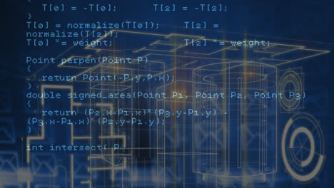 animación del procesamiento de datos a través de íconos y ámbitos digitales