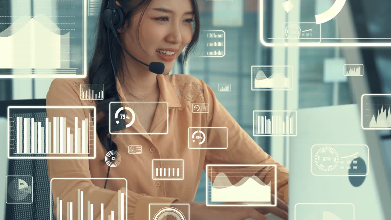 Customer support call center provide data with envisional graphic
