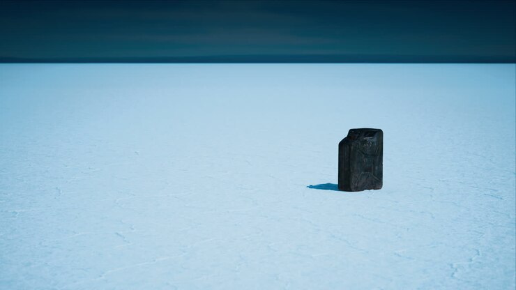 old metal fuel canister at salt flats in Utah