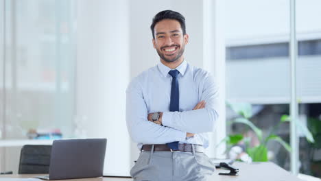 un contador masculino exitoso y confiado es feliz
