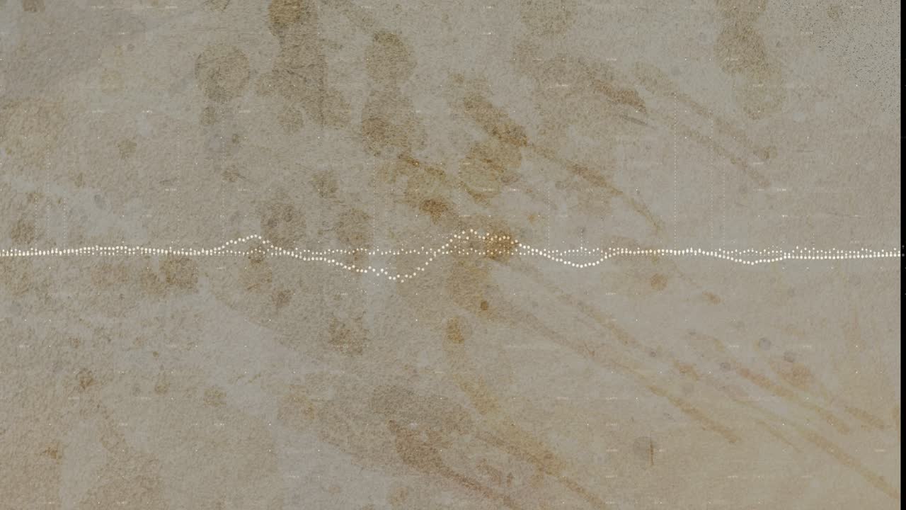 Animazione di elaborazione dati finanziari su sfondo beige.