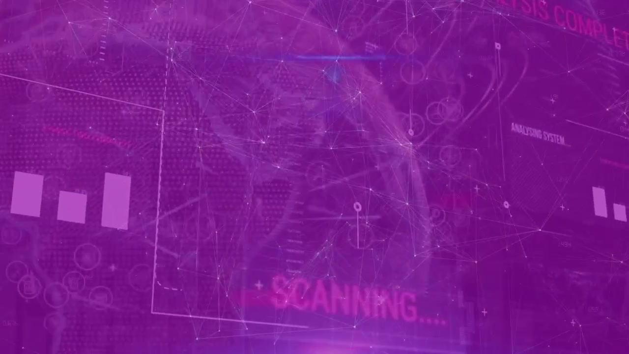 Animation of data processing and network of connections over globe