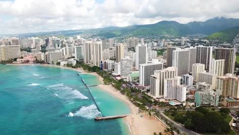 hawaii aerial drone view of waikiki beach of honolulu