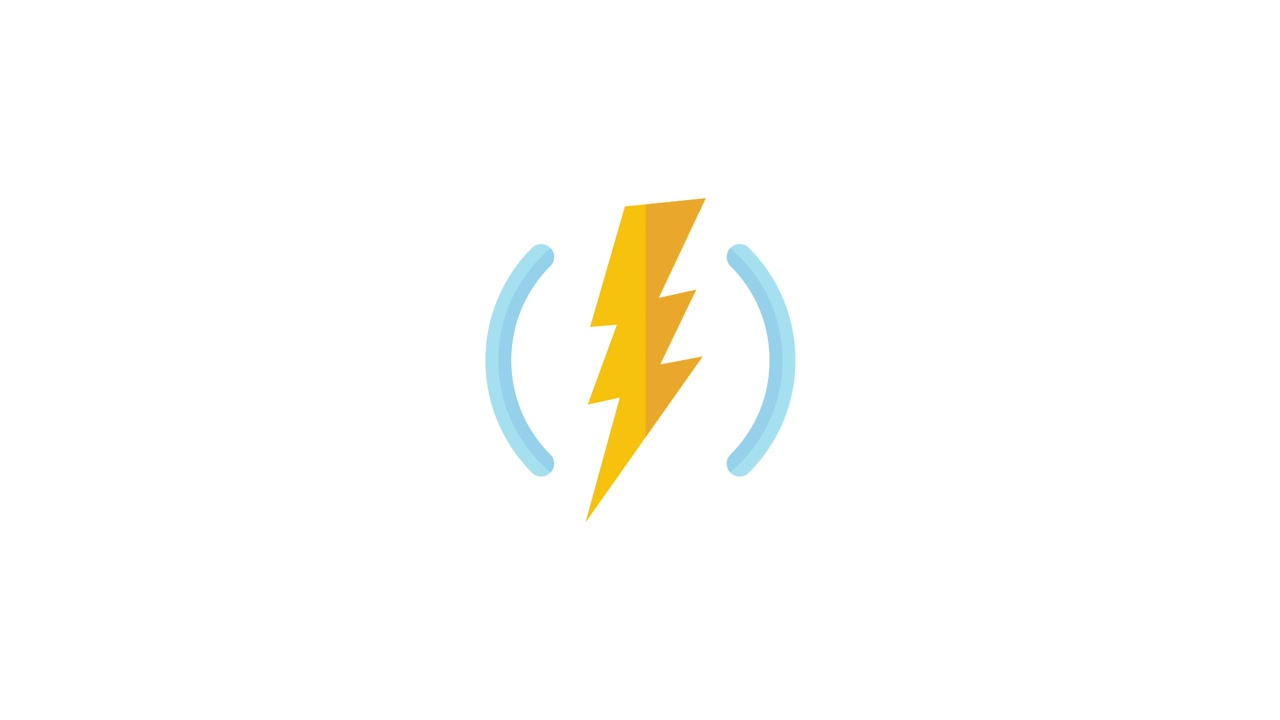 Animated Lightning Bolt Emitting Wireless Signal Icon