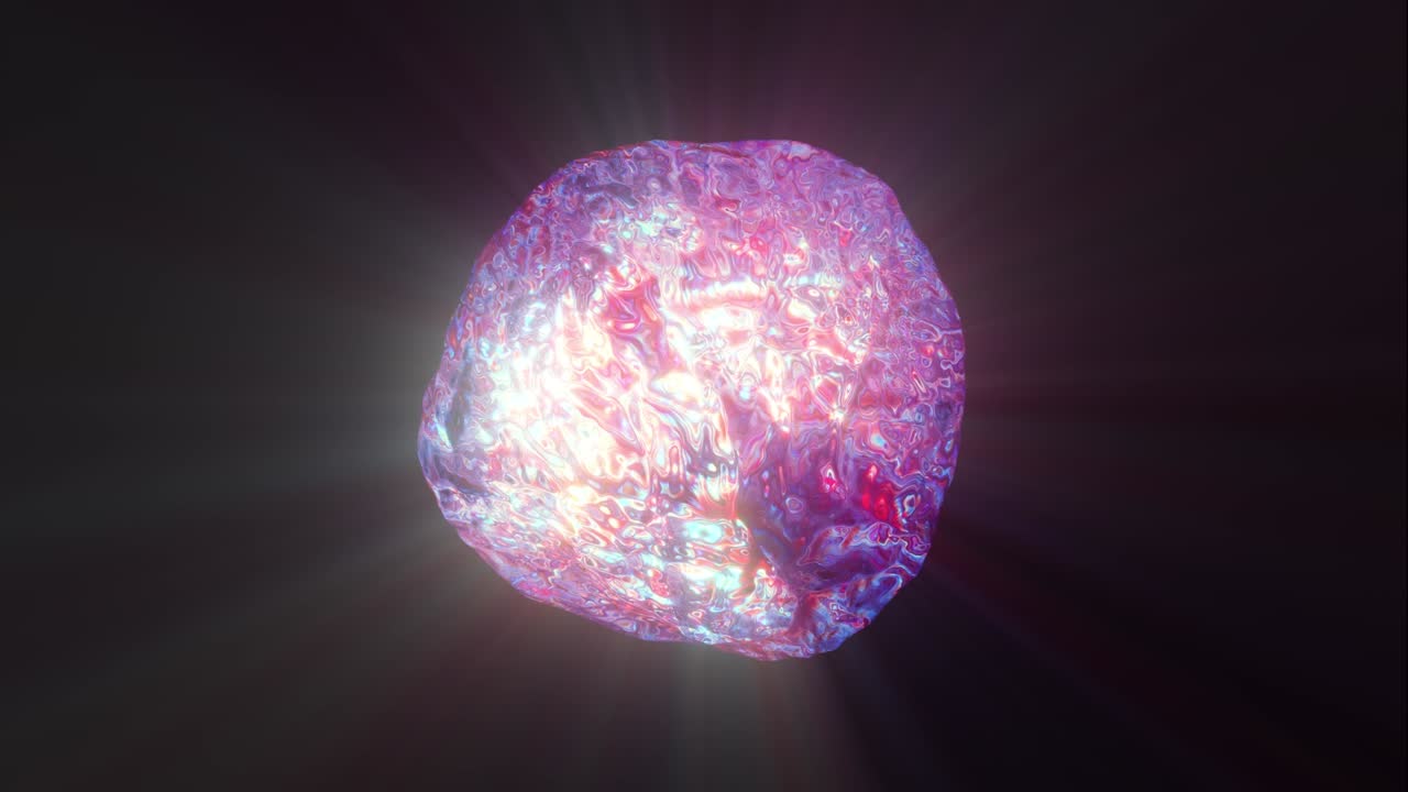 esfera líquida con rayos de luz animación en bucle abstracta