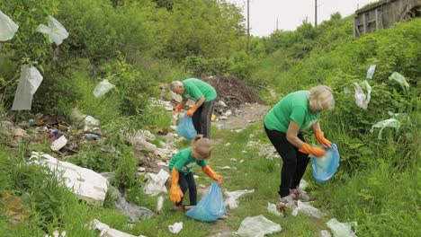 Team-Von-Naturaktivisten-In-Öko-T-Shirts-Sammelt-Plastikmüll-Im-Park-Ein.-Recycling,-Erdverschmutzung