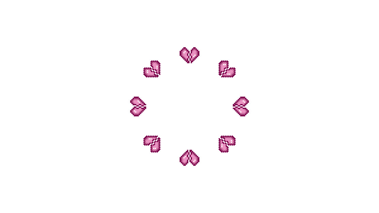 Pixel Art Mini Broken Heart Spinning Circle Animated Overlay Transparent 30fps (1)