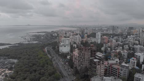 stable aerial shot over suburban mumbai india