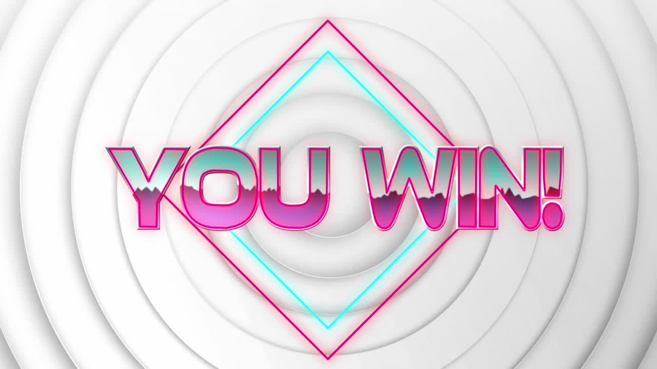 기하학적 움직이는 모양 위에 텍스트를 이기는 애니메이션