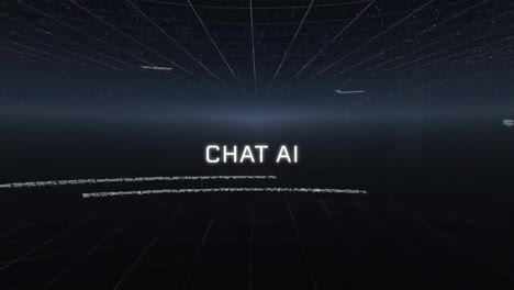 animation of chat ai and data processing over black background