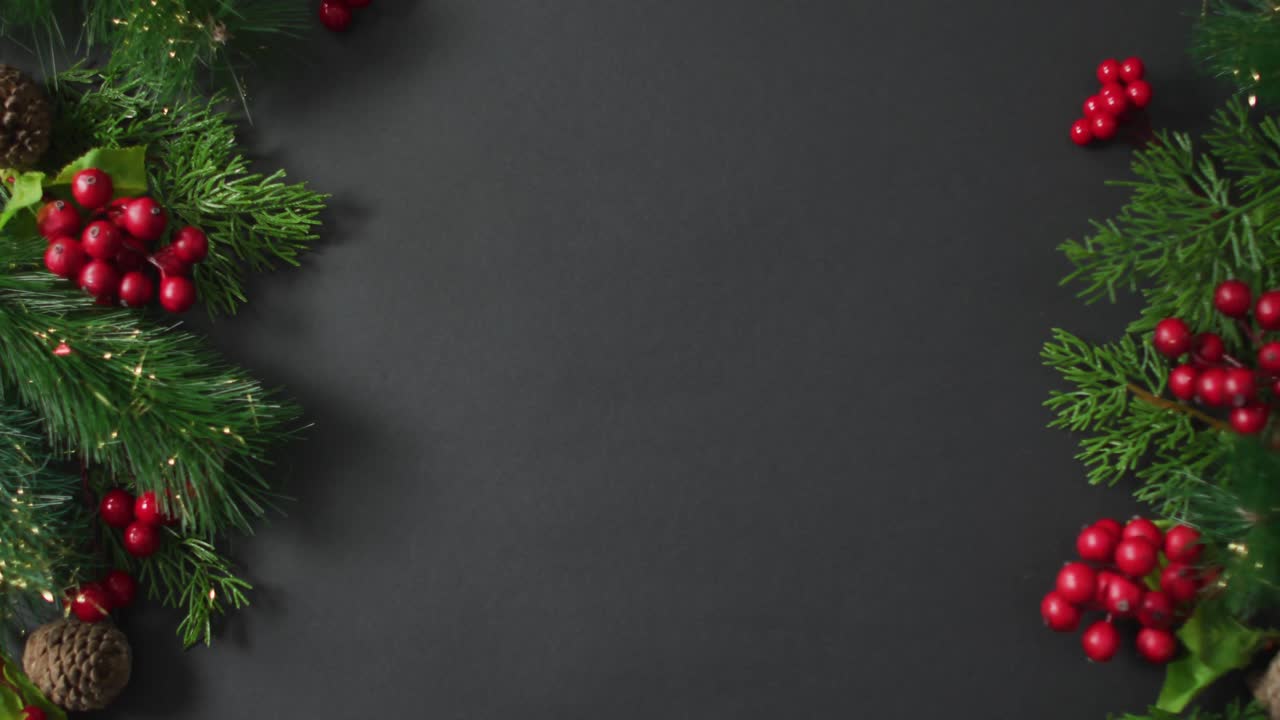 video de decoraciones de navidad con espacio de copia en fondo negro