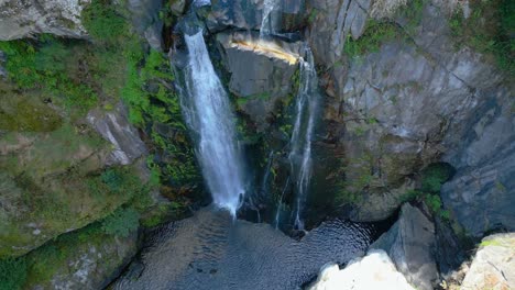 Bird's-Eye-View-Of-Fervenza-do-Toxa-in-Silleda,-Pontevedra,-Spain