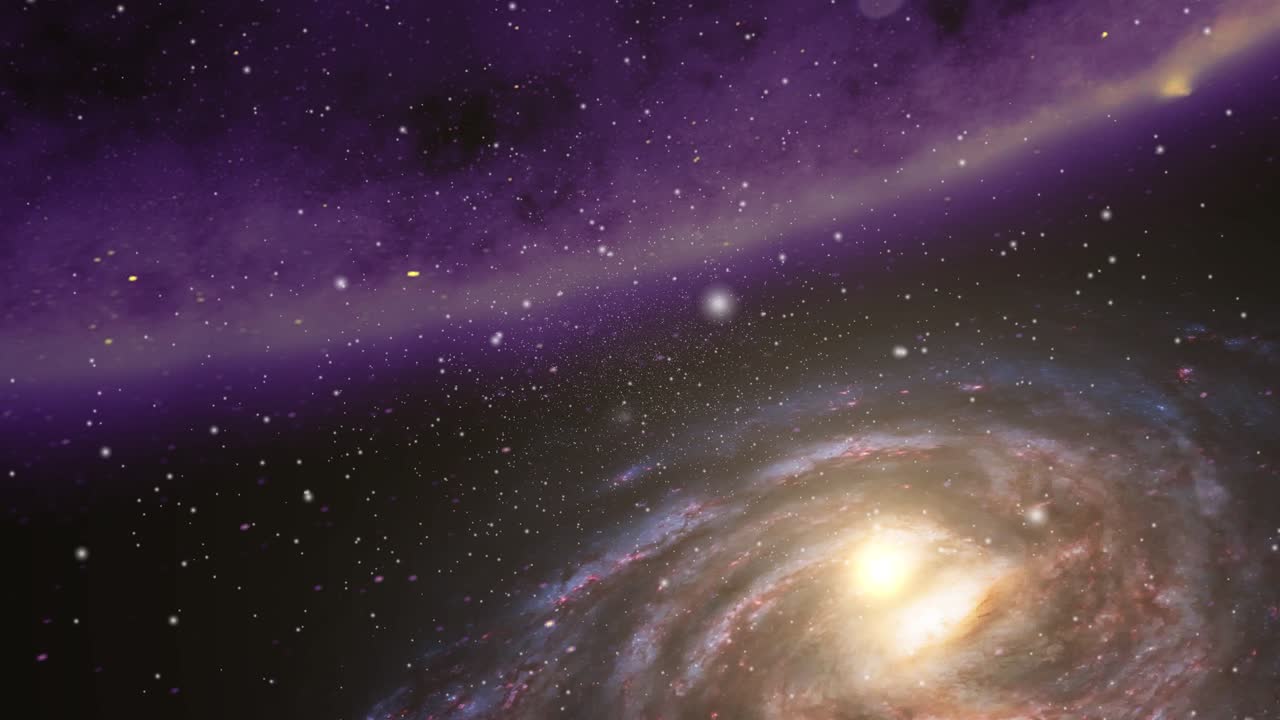 la galaxia de la vía láctea y las nubes nebulosas púrpuras a su alrededor, el universo