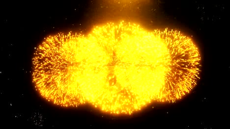 Shop Now Text on Firework Display Explosion Particles.