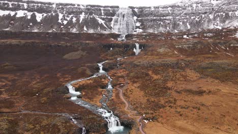 the huge dynjandi waterfall in north west iceland.