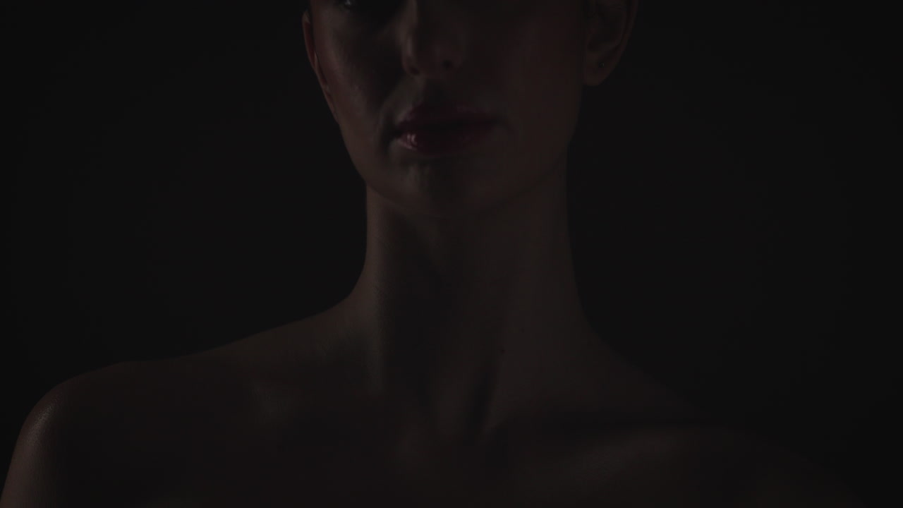 Portrait of a woman with red lipstick