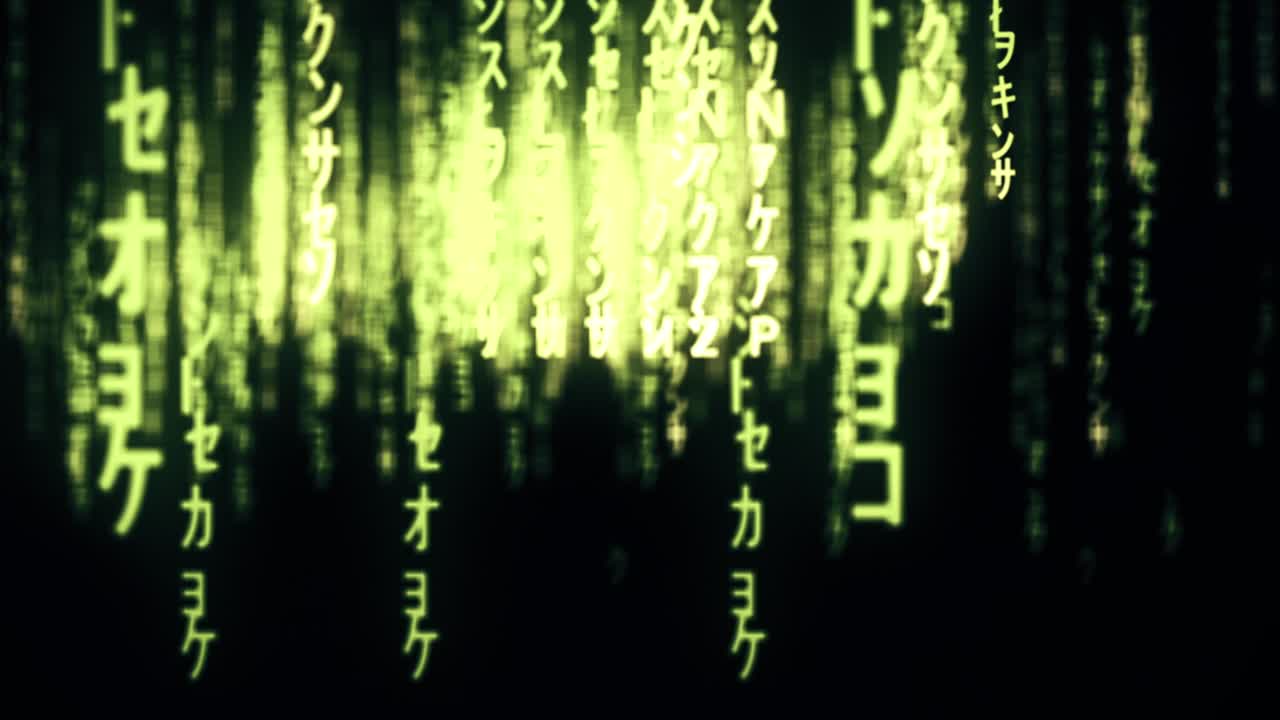 매트릭스 바이너리 코드  입자 놀이터 스 비디오 미국, 4k 해상도, 추상, 애니메이션 - 움직이는 이미지, 바이너리코드