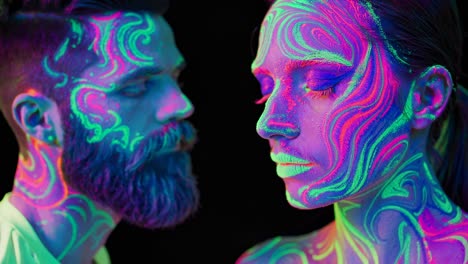 couple with neon face paint