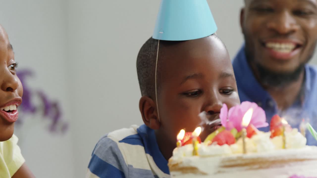 Family celebrating birthday