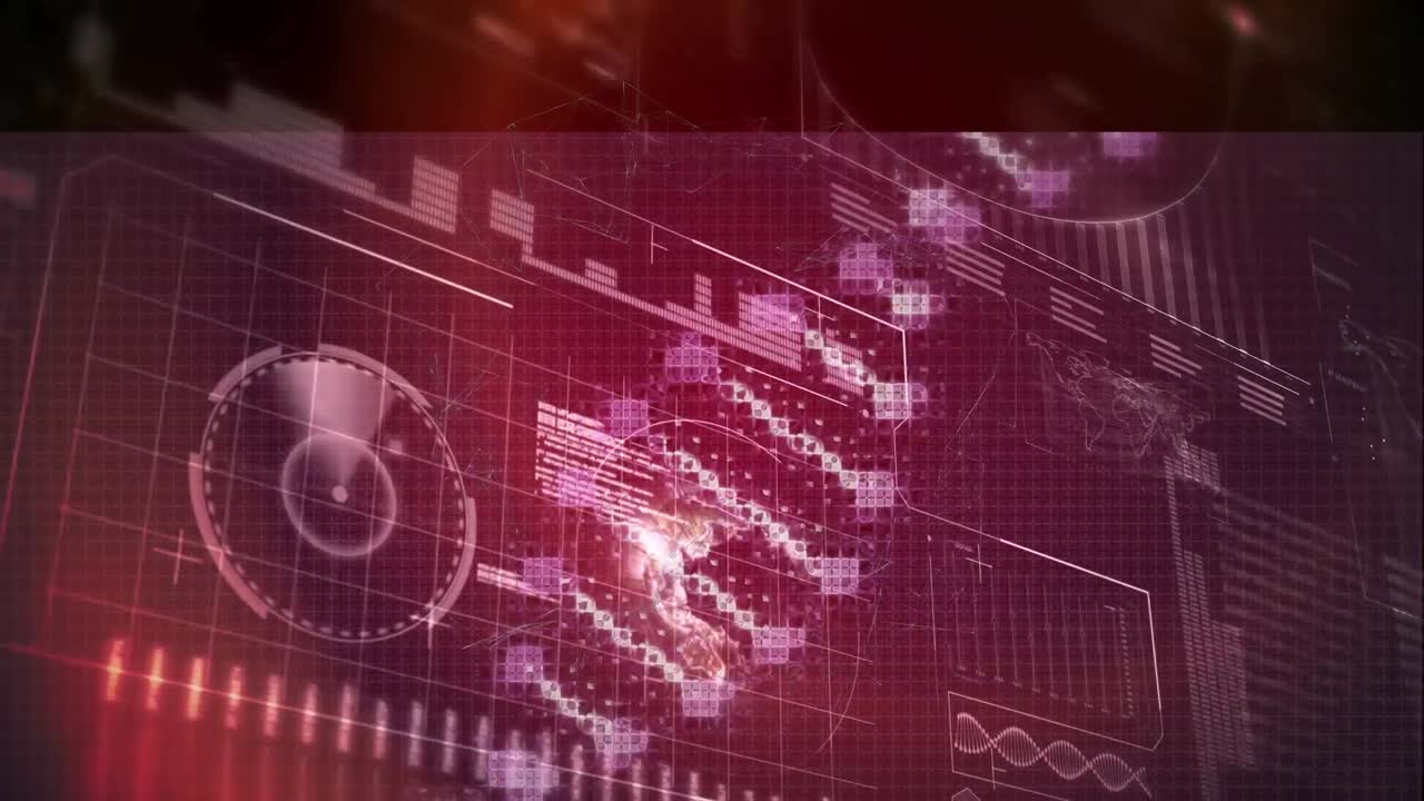 스크린에서 dna 가닥 회전과 데이터 처리의 애니메이션