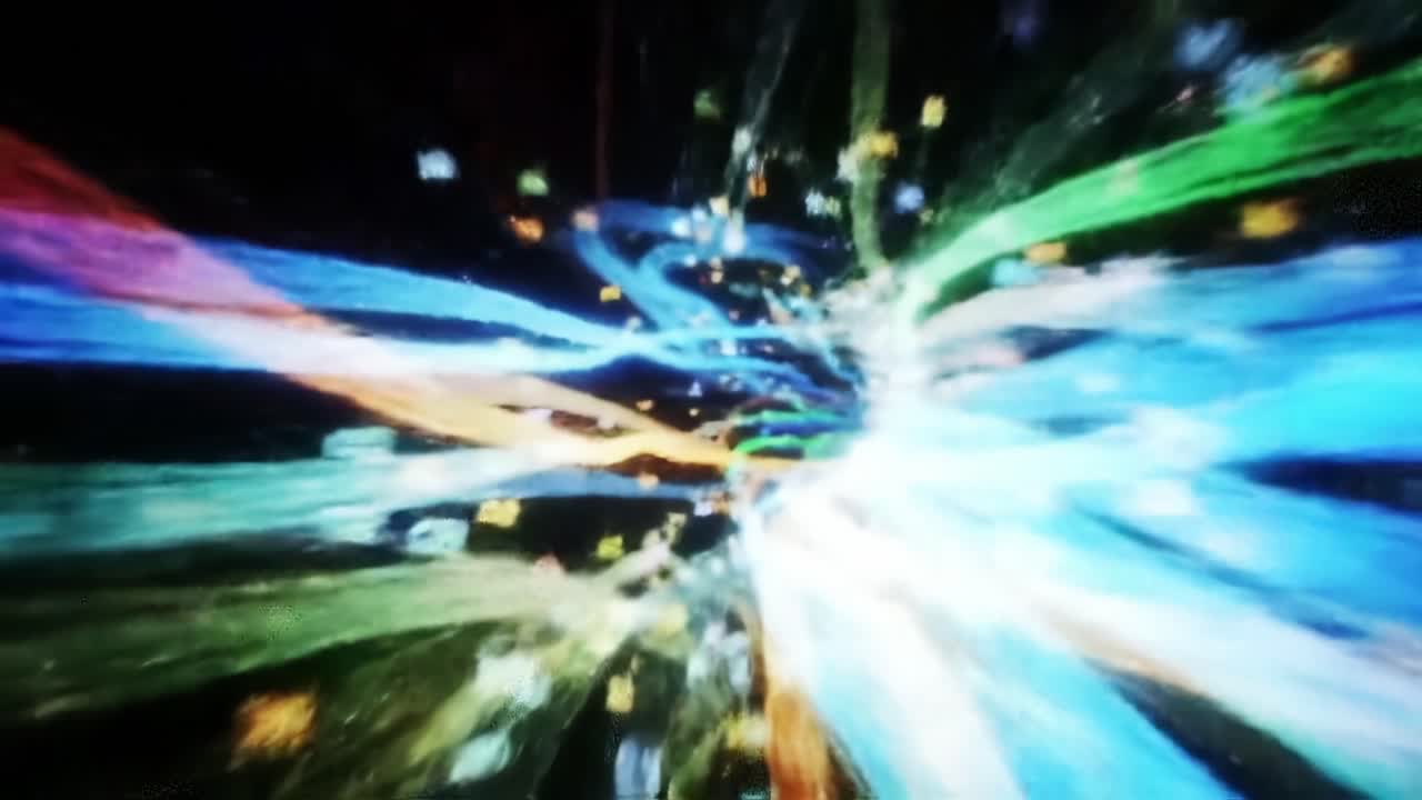 A Dynamic Burst of Colorful Light Streams Creating an Abstract Visual Experience of Flowing Energy and Movement in a Cosmic Environment