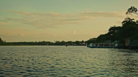 navigating through the canals of tortuguero national park in costa rica. panoramic view of the green lush vegetation and the rainforest. natural reserve for wildlife and biodiversity.