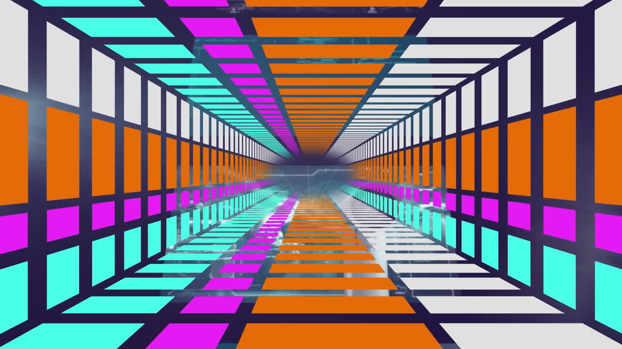 animación de un túnel en movimiento, geométrico y colorido