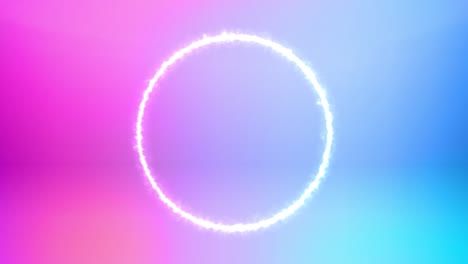 marco de círculo brillante eléctrico en fondo de gradiente holográfico. 4k imágenes de bucle sin costuras