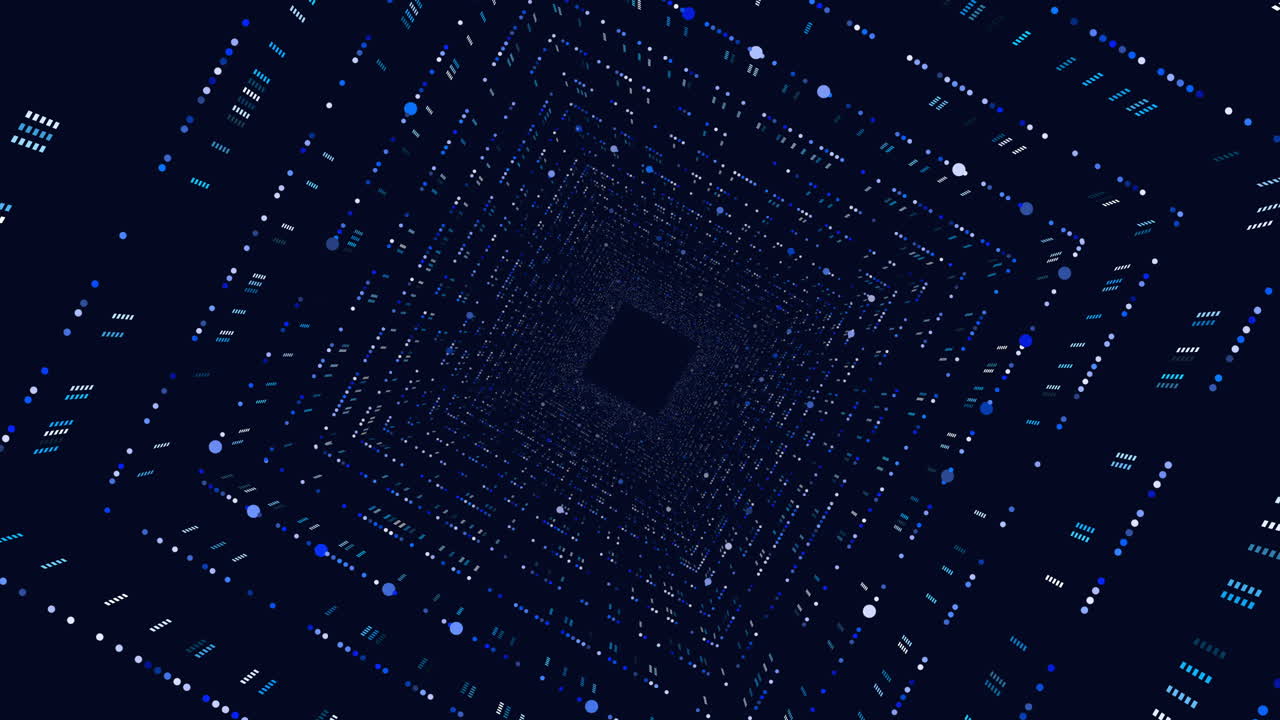 Ethereal Blue Dots Illuminating A Dark Tunnel