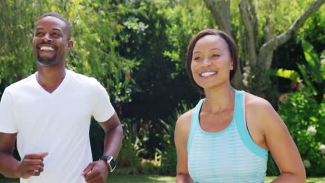 sporty couple running