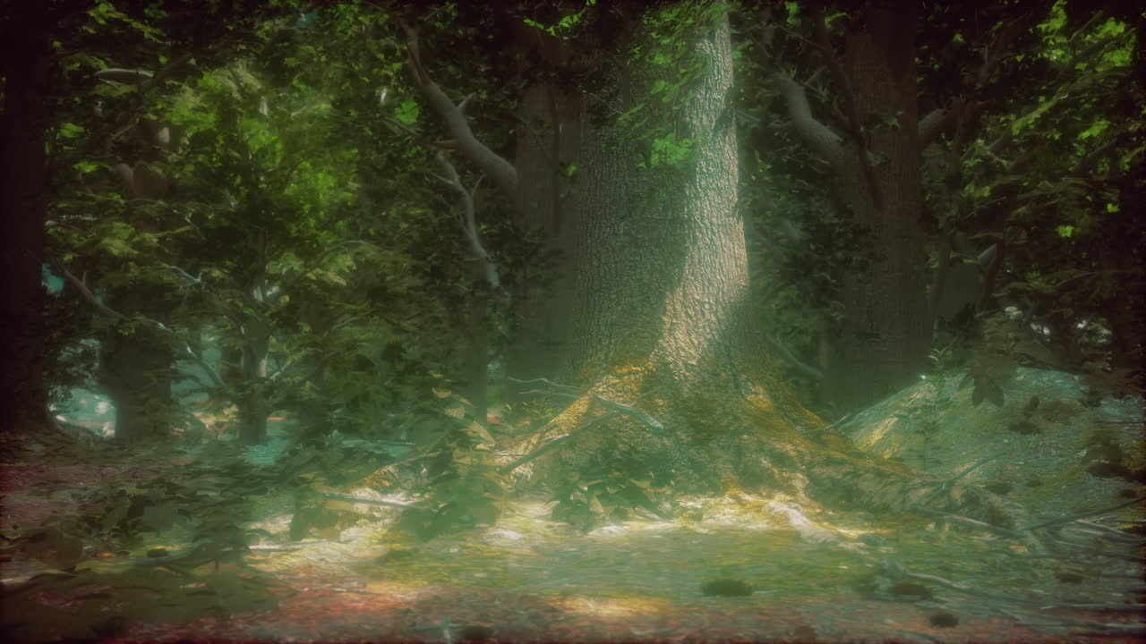 escena del bosque encantado