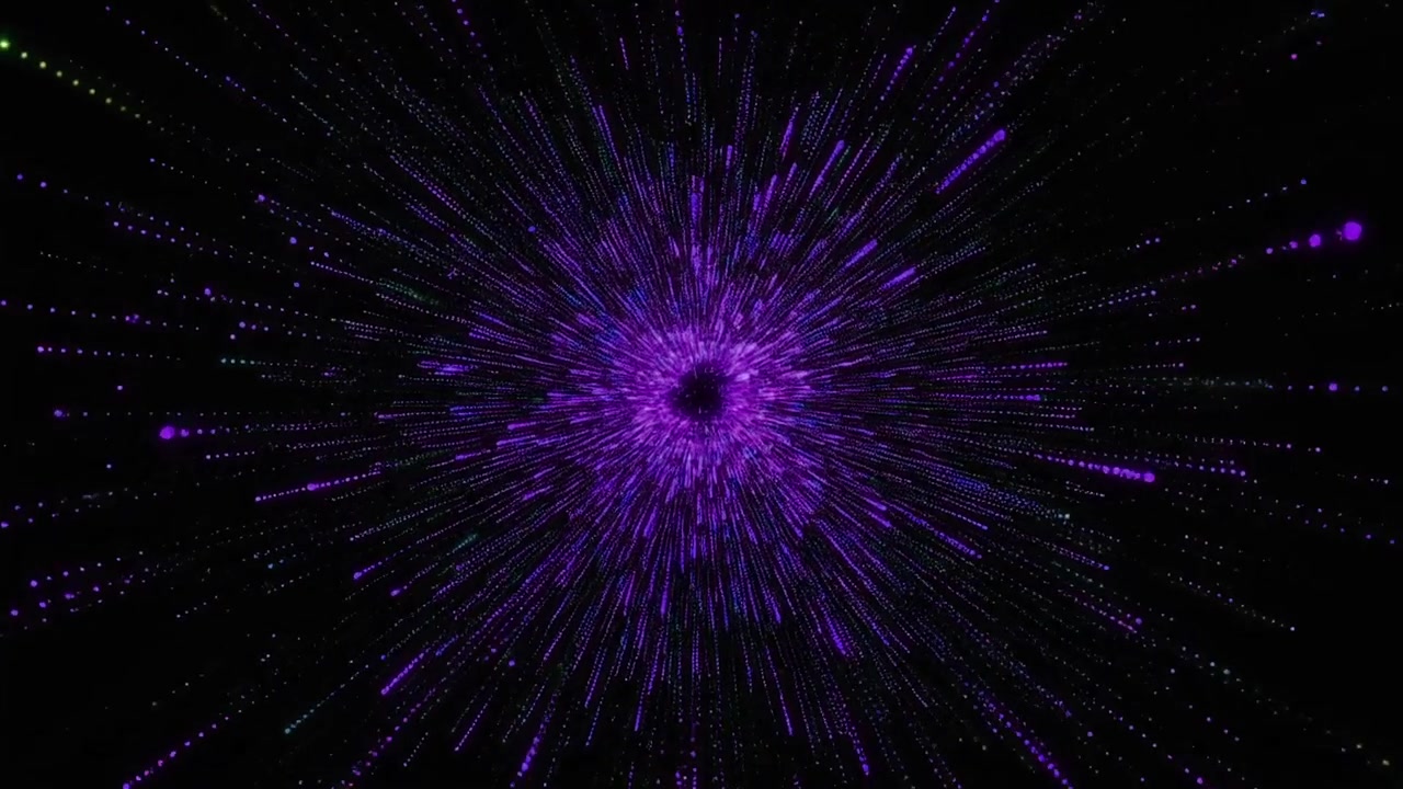 Esplosione astratta di particelle viola che si irradia dal centro