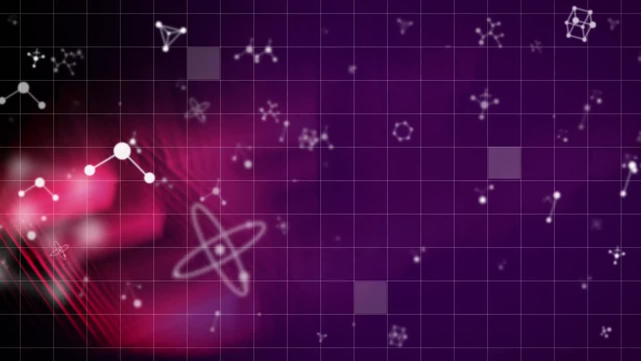 animación de moléculas que se mueven sobre la rejilla