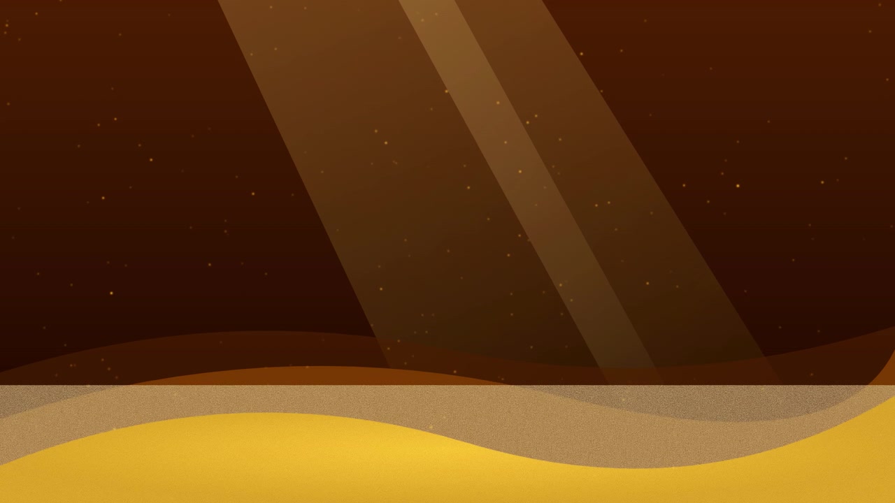 Grafica in movimento astratta di dune dorate del deserto sotto il cielo notturno.