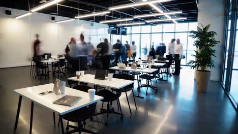 dynamic modern office or co-working space with people