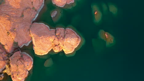 sand hollow state park, utah, usa. beautiful aerial shot of sand hollow water reservoir and sandstone rock