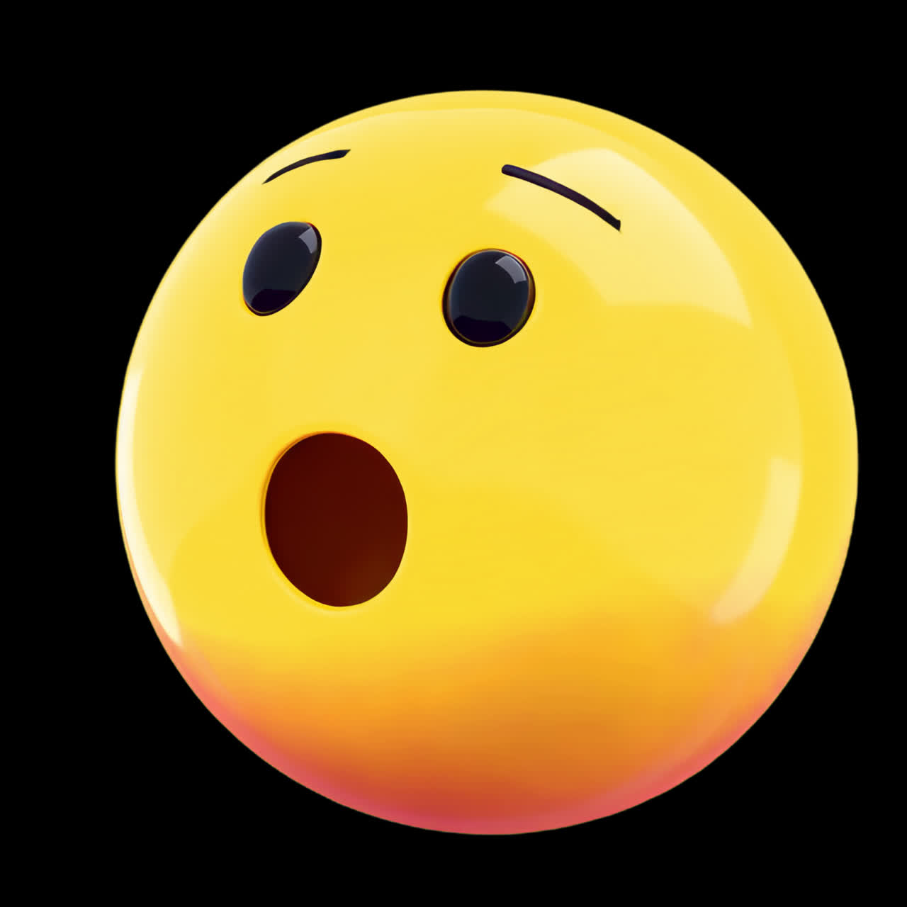 Surprised 3d emoticon character animation isolated asset, transparent 4K video, alpha channel