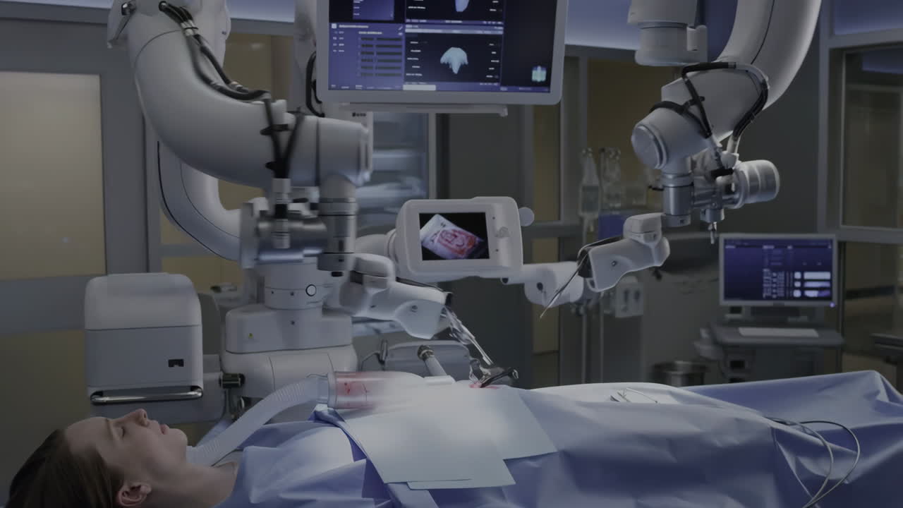 Robotic Surgery on a Patient in an Operating Room
