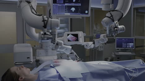 robotic surgery on a patient in an operating room