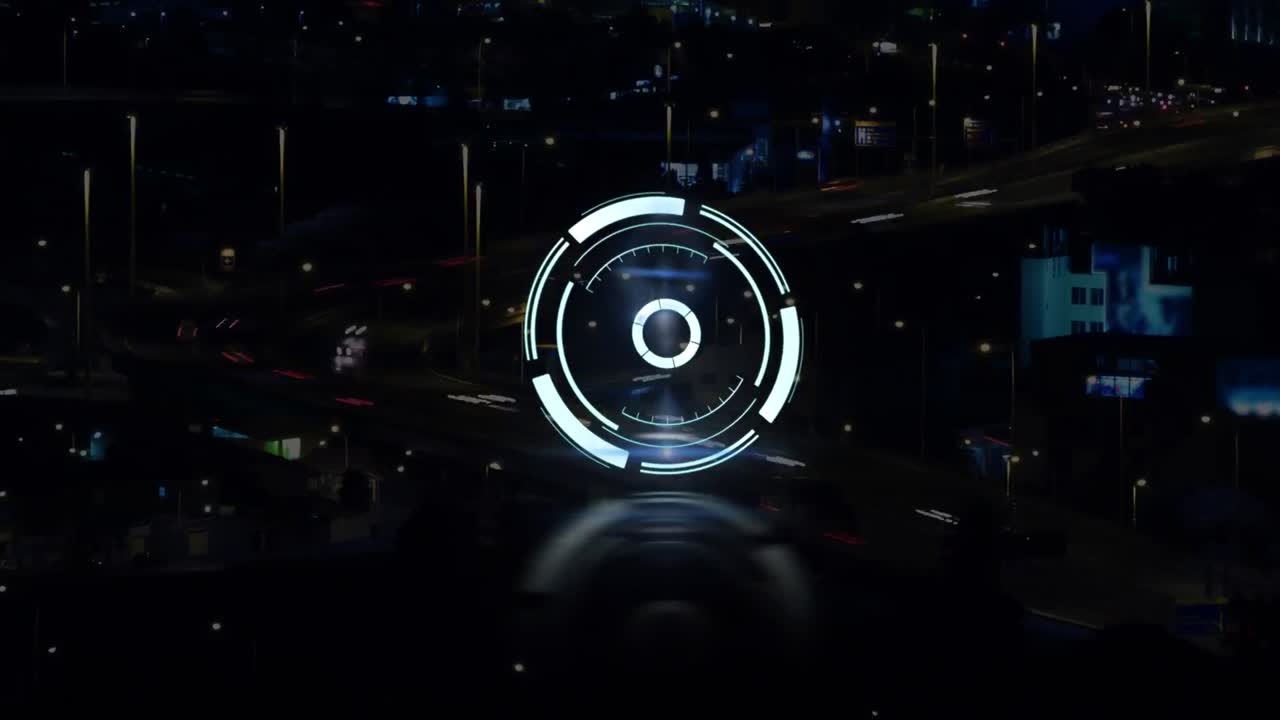 Animation of scope scanning over cityscape